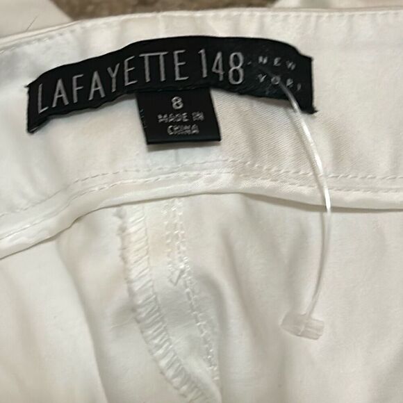 Lafayette 148 Women's 8 Straight Leg Slacks White Trouser Pant Coastal Preppy - Picture 6 of 9